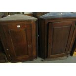 Two similar 19th Century oak blind panelled hanging corner cupboards. (2) (B.P. 24% incl.
