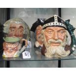 Three Royal Doulton character jugs to include; 'Viking' D6496, 'Sancho Panca' D6456,