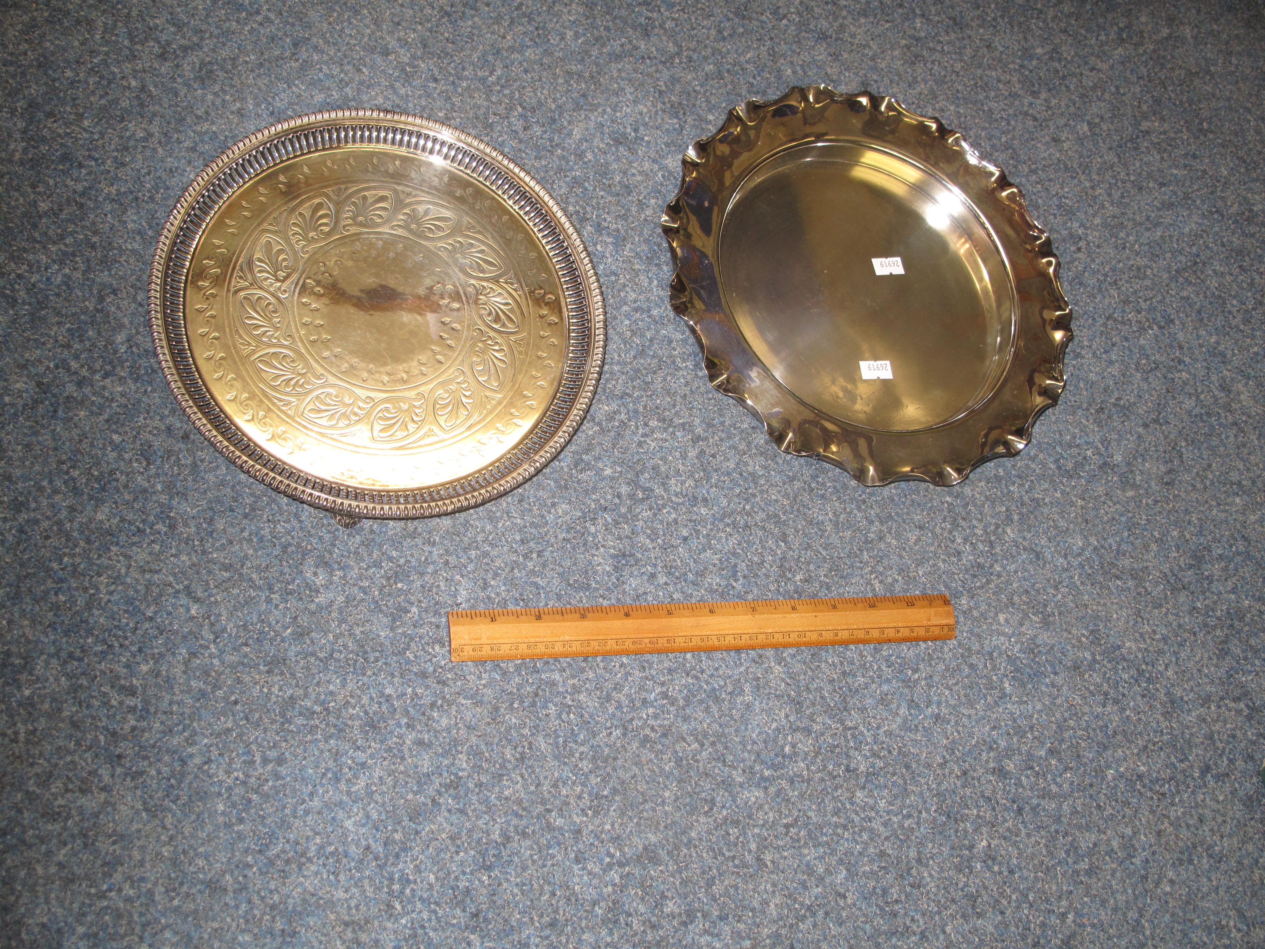 Box of assorted silver plated items, gallery trays, salvers, boxes of cutlery, loose cutlery, - Image 7 of 7