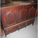 18th Century oak coffer (distressed). (B.P. 24% incl.