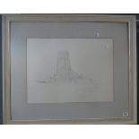 Alfred Gregory Eagers, church study, signed and dated 1975, pencil. Framed and glazed.