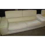 Large white Italian leather two seater settee with chrome mounts. (B.P. 24% incl.