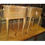 A pair of French design kidney shaped bedside two drawer tables. No estimate, no reserve.