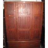 Edwardian mahogany blind panelled wardrobe with under drawer. (B.P. 24% incl.