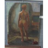 British school (early 20th Century), full length female nude, oils on canvas. 74 x 56cm approx. (B.