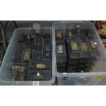 Two plastic boxes of diecast model vehicle tanks in original perspex case. (B.P. 24% incl.
