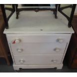 Small painted pine straight front of three long drawers on bracket feet. (B.P. 24% incl.