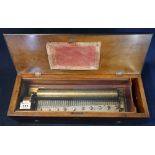 19th century simulated coromandel and mahogany music box, playing 8 airs. (B.P. 24% incl.