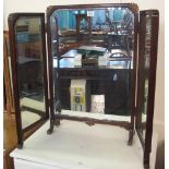 Mahogany bevel plate folding triple bedroom mirror with gilded mounts. (B.P. 24% incl.