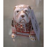 Royal Crown Derby bone china paperweight of a British bulldog with gold button. (B.P. 24% incl.