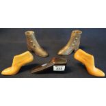 Collection of apprentice treen boots. (5) (B.P. 24% incl.