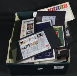 Box of all world stamps on cards, in packets, on pages, FDC's etc. (B.P. 24% incl.
