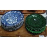 A group of Swansea pottery green leaf plates,