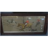 Manner of Cecil Aldin, coloured hunting print. 25 x 70cm approx, framed and glazed. (B.P. 24% incl.