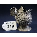 Unusual Indian silver baluster shaped cream jug in the shape of a gaping creature with pierced