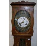 19th Century French painted pine longcase clock the face marked F.