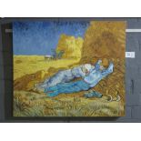 David Haines (Welsh contemporary), after Van Gogh, figures in a hay field, signed and dated 2019,
