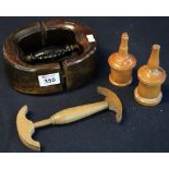 A small selection of antique milliners and glove care items to include;