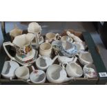 Box of assorted china to include; graduated set of 19th Century oriental design dresser jugs,