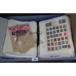 All world collection of stamps on pages in two lever-arch files & mixture in three envelopes.