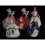 Four Royal Doulton bone china figurines to include; 'Autumn Breezes' HN1911, 'Gift of love' HN3427,