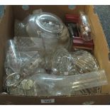 Box of assorted glassware to include; drinking vessels, ships in bottles,