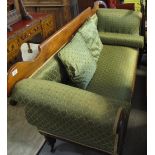 Victorian mahogany upholstered double ended sofa. (B.P. 24% incl.