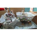 Tray of continental figurines and figure groups,