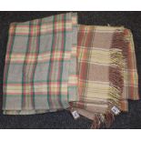 Two vintage check woollen blankets. (2) (B.P. 24% incl.