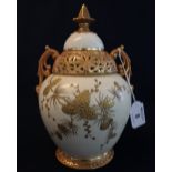 Locke & Co Worcester porcelain baluster shaped two handled pot pourri vase and cover with domed lid