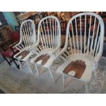 Set of three Laura Ashley painted spindle and hoop back kitchen armchairs. (3) (B.P. 24% incl.