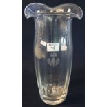 Large glass vase having acorn and crown motifs. (B.P. 24% incl.