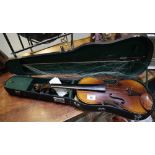 Chinese student violin with bow in fitted case. (B.P. 24% incl.