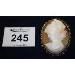 A shell cameo brooch. (B.P. 24% incl.