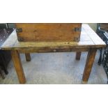 Rustic oak rectangular farmhouse kitchen table on square legs. (B.P. 24% incl.