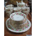 A tray of Colclough bone china rose design teaware. (B.P. 24% incl.