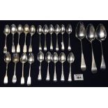 Collection of silver cutlery to include; three Georgian silver tablespoons;