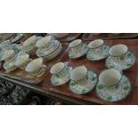 Tray of Royal Doulton Almond Willow teaware,