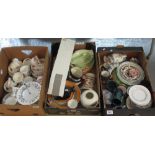 Three boxes of assorted china and glass to include;