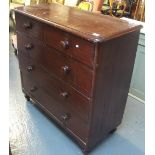Victorian stained pine straight front chest of two short and three long drawers with turned handles