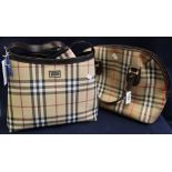 Two Burberry style handbags; one fabric with Nova check and leather interior,