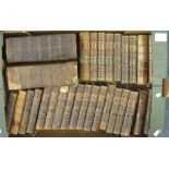 Tray of assorted leather bound antiquarian books, various,