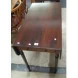 Victorian mahogany Pembroke table on ring turned legs and casters. (B.P. 24% incl.
