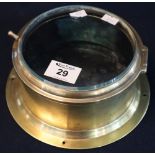 Brass bulkhead clock case with glass lens. (B.P. 24% incl.