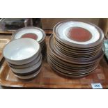 A tray of Denby stoneware brown two tone items to include; plates and bowls. (B.P. 24% incl.