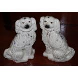 Pair of large Staffordshire fireside seated spaniels. (B.P. 24% incl.