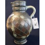 Belgian glazed stoneware baluster shaped jug by Roger Guerin,