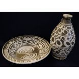 Art pottery bowl with repeating circle decoration,