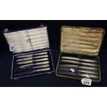 Cased set of six silver handled dessert knives with Sheffield hallmarks,