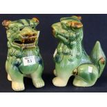 Pair of modern Chinese ceramic dogs of fo or temple lions,
